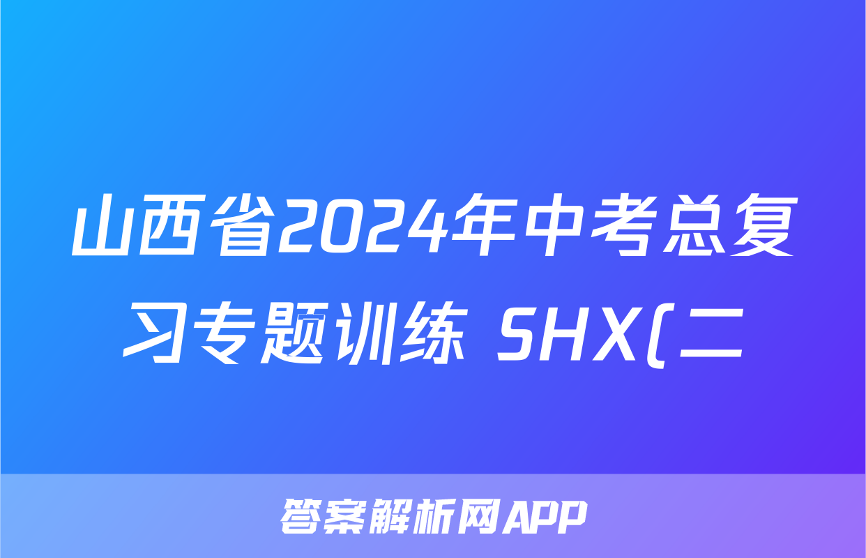 山西省2024年中考总复习专题训练 SHX(二)2物理答案